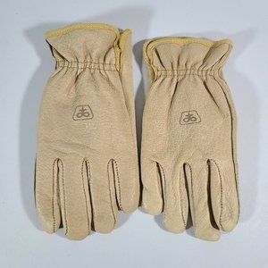 Vintage Pioneer Seeds Brown Leather Wool Fleece Lined Medium Gloves